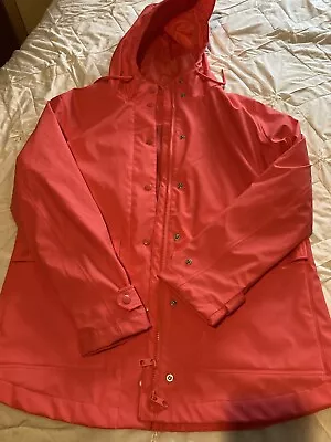 Marks And Spencer Bright Coral Rain Coat Size 12 .. Rrp £55.. Worn Once • £15.99