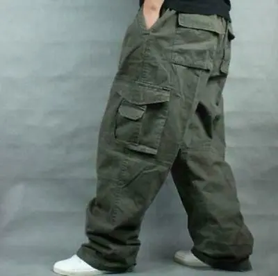 Mens Baggy Loose Casual Cargo Work Cotton Pants Plus Size  • $17.84