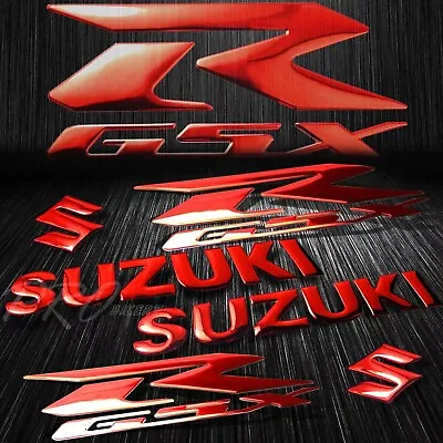 5.75  3D Vinyl  S Logo&Letter Decal+6.25  GSXR Fairing Sticker Suzuki Chrome Red • $22.78