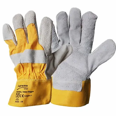 10 X Heavy Duty Rigger Gloves Cut Proof Canadian Leather Gardening Builders Work • £17.99