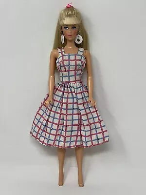 Vintage Barbie Clothes Fab Lu Babs Clone Doll Outfit PINK Blue DRESS Sundress • $29.99