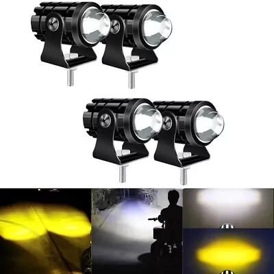 4PCS LED Motorcycle ATV Headlight Yellow White Hi/Lo Spot Light Driving Fog Lamp • $15.98