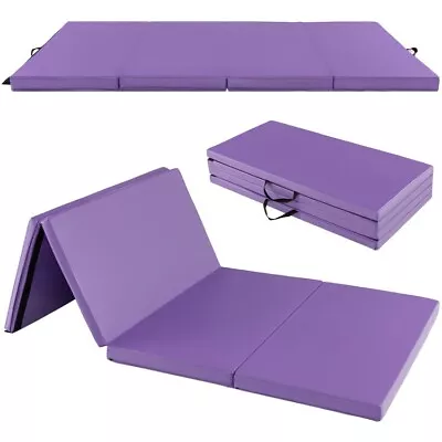 Folding Gymnastics Exercise Mat W/Carry Handles Sweatproof Detachable PU Leather • $104.96