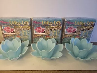 Vintage Lotus Lite Floating Pool Candle Holder Set Of 3 Blue Candle-Glo Made USA • $45