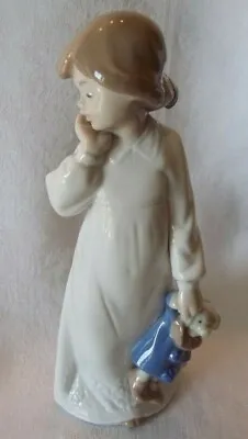 Lladro Nao Daisa Figurine Girl With Rag Doll Clown Toy 8 1/2  Memories 1108 1989 • $49.99