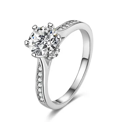 GRA Certificated Real 2CT Moissanite Diamond Wedding Engagement Women's Ring R18 • £49.57