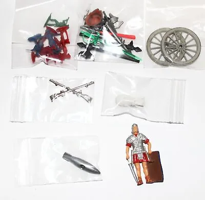 Lot Of Various Miniature Toy Soliers Weapons Axe Swords Wagon Wheel Bomb POW Set • $9.99