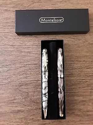Montefiore MARBLE DESIGN Pen Set 1 ROLLERBALL 1 BALLPOINT  Pen In Gift Box. • $12.99