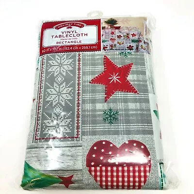 Homespun Patch 60 X 102 Vinyl Tablecloth Christmas Holiday Time Rectangle • $11.88