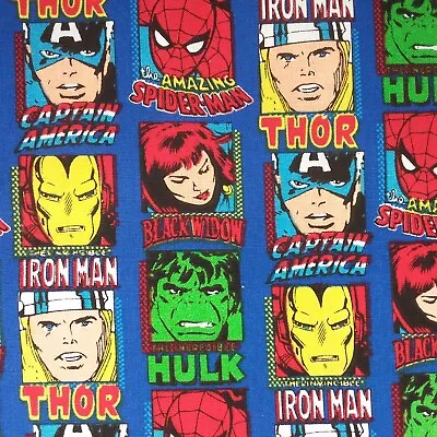 Marvel Comics Cotton Fabric Hulk Thor Iron Man Captain America Per 50cm C3 • £3.50