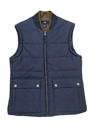 H&M Men's Padded Puffer Vest Navy Small 36R Full Zip Front Pockets • $14.99