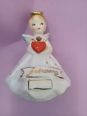 Rare Vintage Valentine Day February Angel Amethyst Red Heart ENESCO Japan 3.25   • $34