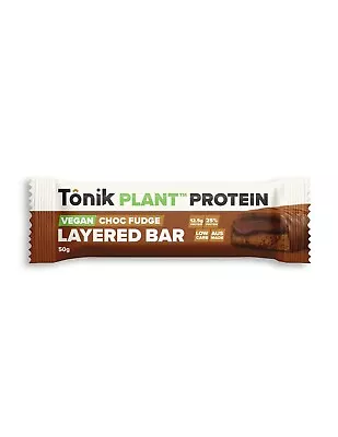 Tonik Plant Protein Layered Bar Vegan Choc Fudge 50g X 12 • $61.95