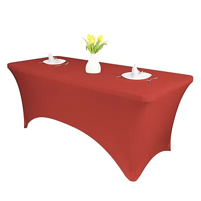 6Ft Stretch Rectangular Spandex Tablecover For Folding Tables Wedding Party • £7.99