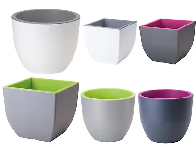 Muna Large Plant Pots Indoor Outdoor Garden Planter 2 Colours Flowerpot For Home • £11.89