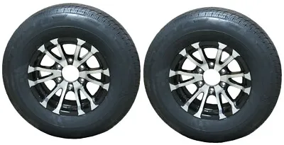 2-Pk Radial Trailer Tire Rim ST225/75R15 Load D 6 Lug Aluminum T07 Black Wheel • $317.97