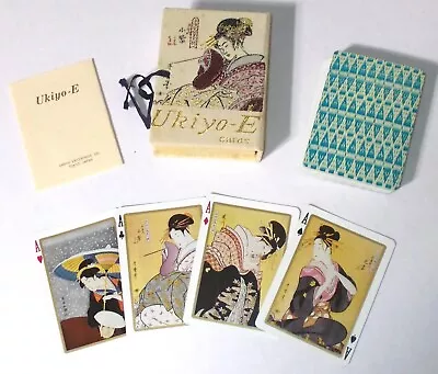 Vintage UKIYO-E PLAYING CARDS Sanyo Japan Rare JAPANESE FOLK ART Deck CLOTH BOX • $38