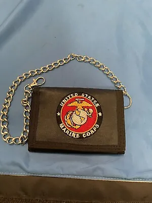 United States Marine Corps Mens Tri-fold Wallet With Chain! • $12.99