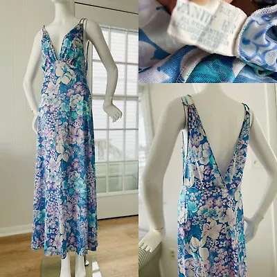 Vintage Bias Cut Hollywood Hostess Vanity Fair Floral Gown Hippy Diva SML 36-40 • $50