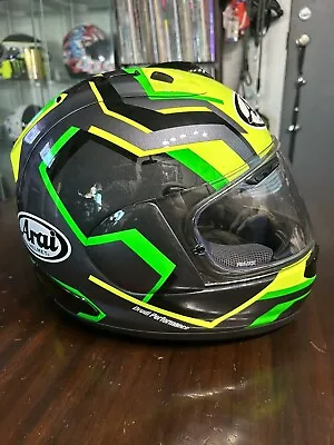 Arai Corsair-X RSW Trico Motorcycle Helmet - Yellow/Green/Gray/Black - Size XL • $380