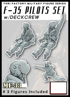 ZLPLA 1/48 Lockheed Martin F-35 Lightning II Pilots Set W/Deck Crew (3 Figures) • $25.58