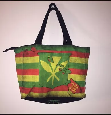 Robin Ruth Hawaii Rasta Canvas Tote Bag Purse Lined W/Pocket & Zip Islands New • $22