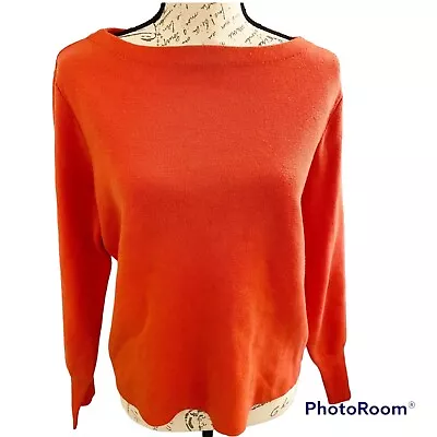 J. Crew Orange Subtle Boatneck Merino Wool Blend Sweater Medium • $15.98