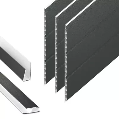 Hollow Soffit Board Grey 5m Cladding UPVC Anthracite Panel Cladding Sheet 300mm • £34.95