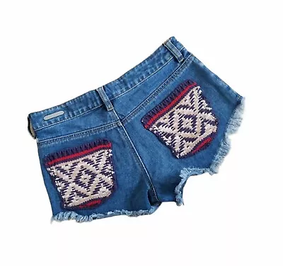 P.S. Erin Wasson Distressed Patchwork Pocket Jean Shorts Size 26. • $16