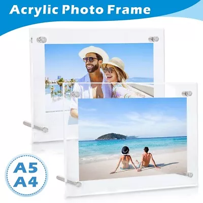 Acrylic Photo Frame Poster Wall Picture Holder Perspex Clear Display A5 A4 • £10.99