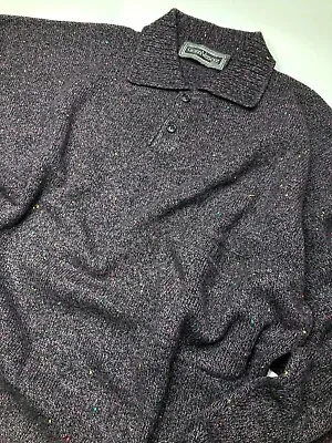 Gianni Versace Couture Vintage '89 Sweater Polo Men Gray Marbled Knit Italy • $146.04