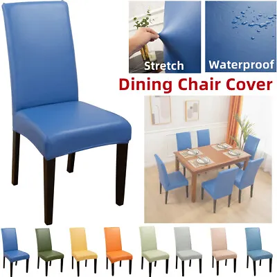Stretch Dining Chair Covers Chair Slipcover PU Leather Waterproof Fit Removable • $74