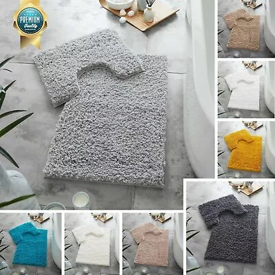 £9.29 • Buy 2PC Loop Bath Mat Set Non Anti Slip Toilet Memory Pedestal Bathroom Soft Rug