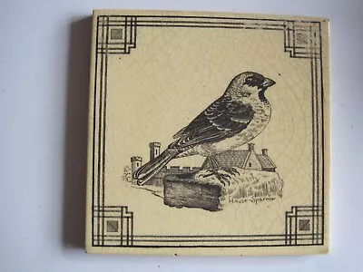 Antique Victorian 6  Maw & Co English Birds Series House Sparrow Tile C1880-90  • $74.60