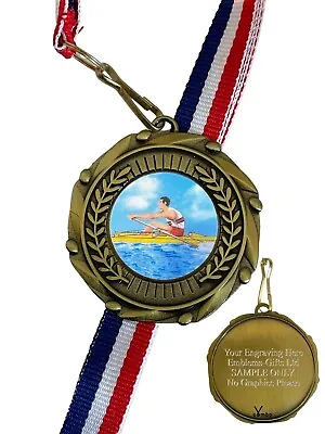 Rowing Male (A) 45mm Combo Medal & Ribbon Engraved Free • £5.99