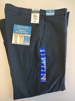 Haggar Men's Dark Blue Classic Fit No Iron Pants Multiple Sizes Avail • $22.99