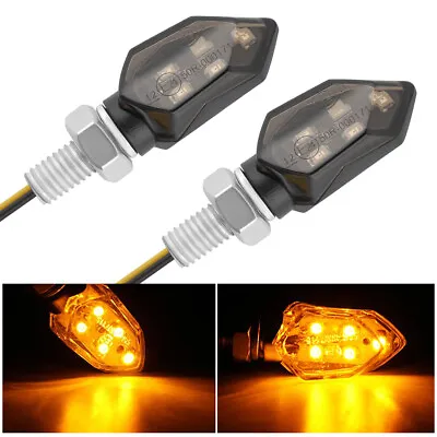 2X Universal Mini LED Motorcycle Turn Signals Indicator Amber Blinker Light Lamp • $12.99