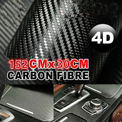 Carbon Fiber Wrap Fibre Car 4d Gloss Vinyl Film 30cm X 1.52m Air Release Channel • $22.72