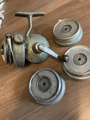 Vintage Fix-Reel Spinning Fishing Reel Swiss Made + (3) Additional Spools • $39
