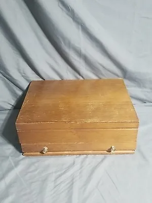 Vintage Wooden Silverware Flatware Storage Chest Box With Extra Drawer • $30
