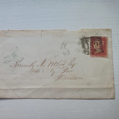 £1.99 • Buy 1858 GLASGOW 1d STAR DUPLEX COVER To Dunoon,  Greenock & Dunoon Backstamps