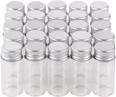 100 10Ml Vials Small Mini Tiny Glass Bottles Clear Empty Jars With Aluminum Top  • $28.93