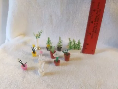 11 Vintage Dollhouse Miniature Plastic Potted Flowers & Plants • $15.99