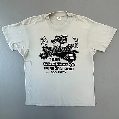 VINTAGE Softball Championship Shirt Mens Large Fairborn Ohio 1989 80s • $18