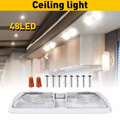 RV LED CEILING 12v FIXTURE DOUBLE DOME LIGHT For CAMPER TRAILER RV MARINE Frost • $14.79