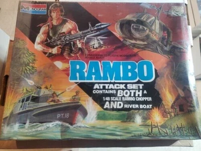 $50 • Buy VTG 1985 Monogram Rambo Attack Set Model KIT , 1:48, Kit # 6039   (NISB)