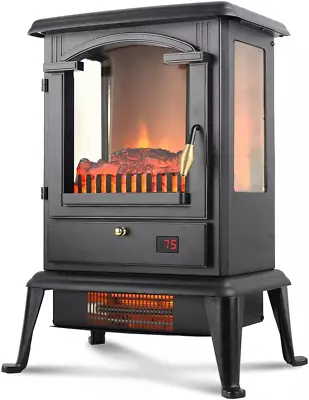 Electric Fireplace Heater With Remote 22.4  Freestanding Portable Infrared Fire • $149.99