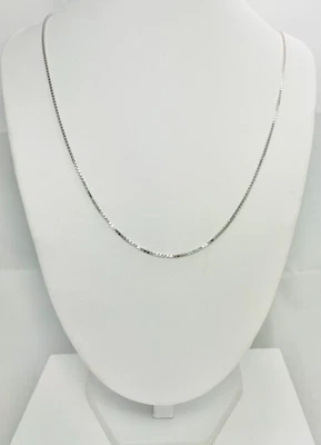 $475 • Buy 23.5  Solid 18k White Gold Box Chain Necklace Italy (3378)