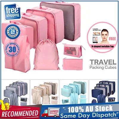 $7.99 • Buy 8PCS Packing Cubes Travel Pouches Luggage Organiser Clothes Suitcase Storage Bag
