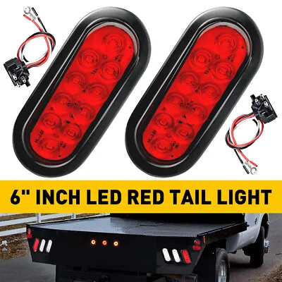 Pair 6 Inch Red 10 LED Round Tail Rear Stop Brake Lights 12V Truck Trailer NEW 2 • $19.94